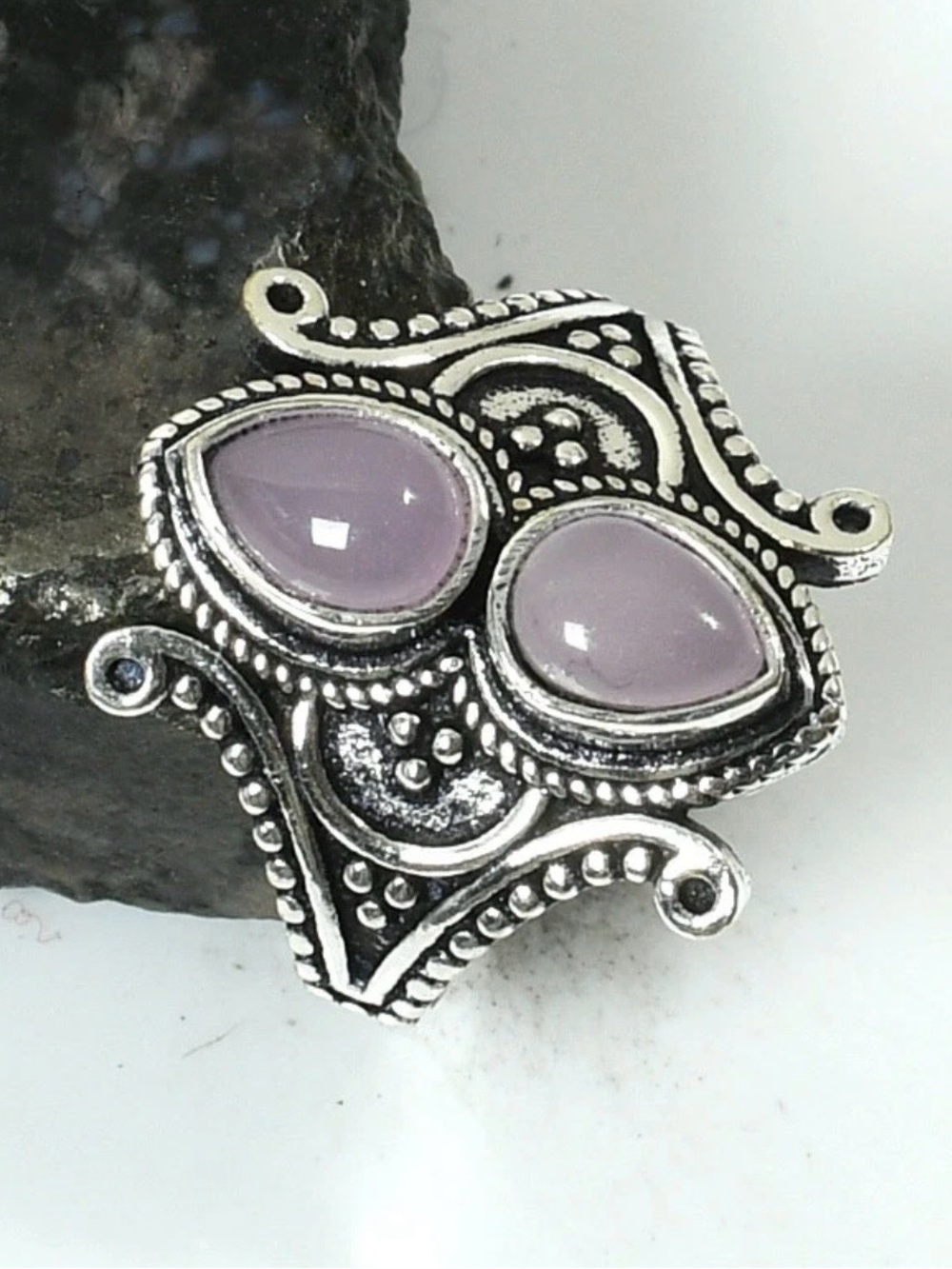 Rose Chalcedony Artisan Handcrafted Gemstone Ring Size-7